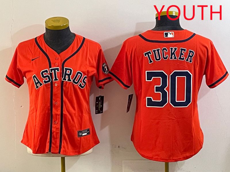 Youth Houston Astros #30 Tucker Orange Game 2025 Nike MLB Jersey style 1->youth mlb jersey->Youth Jersey